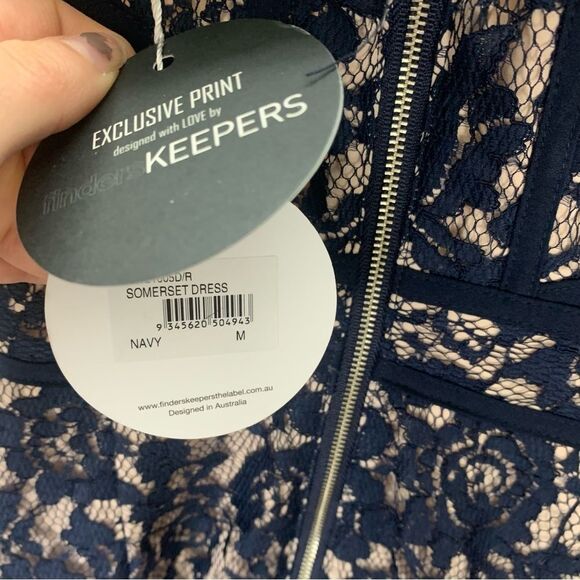 Finders Keepers Navy Lace Somerset Dress NWT New with Tag Size Medium - Picture 4 of 12